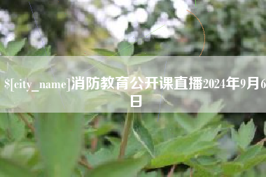 祁东消防教育公开课直播2024年9月6日